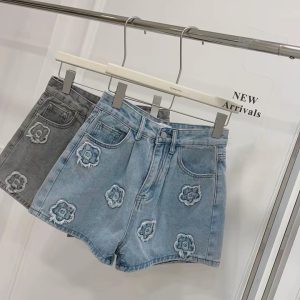 毛邊花花牛仔短褲