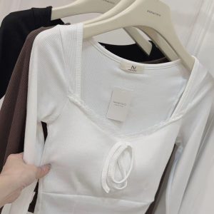 綁帶美胸蕾絲胸墊T