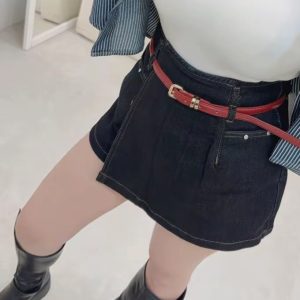 牛仔褲裙-附皮帶